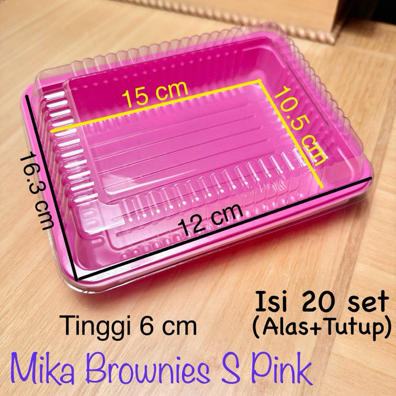 Baru [Isi20] Mika Brownies S Kecil Pink Alas+Tutup / Mika Bento Tanpa Sekat / Mika Snack / Tray
