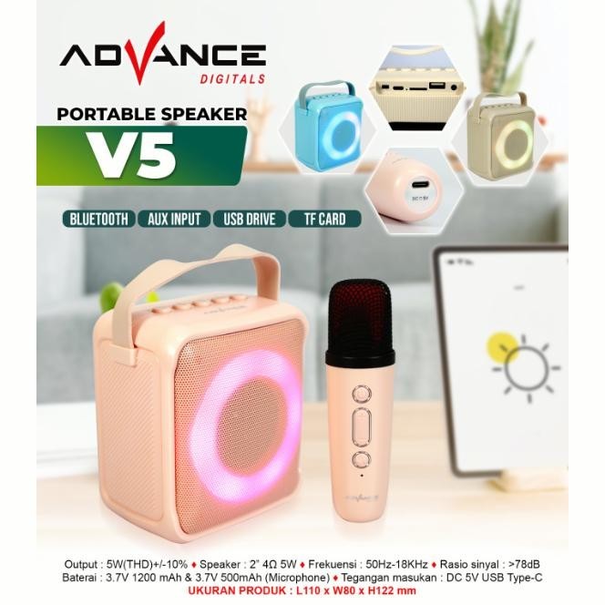 Speaker Mini Advance V5 Bluetooth 2 Inch Aktif Portable Free Mic