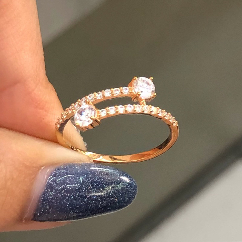 B6 KO- CINCIN TUMPUK SOLITAIRE 1.25GR KADAR 375 UKURAN 14