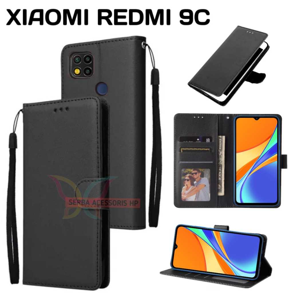 Case dompet XIAOMI REDMI 9C flip dompet kulit mewah sampul slot kartu