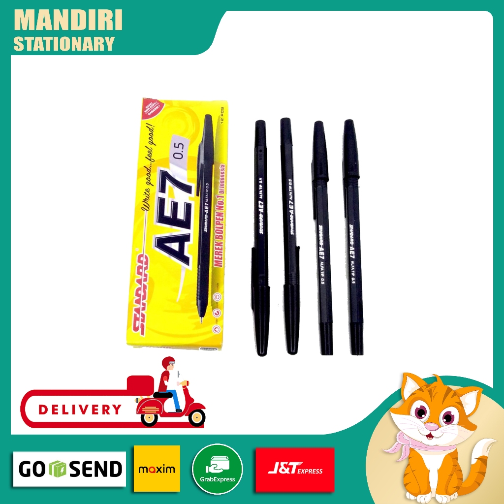 Pena Standard AE7 / Hitam, Biru, Merah