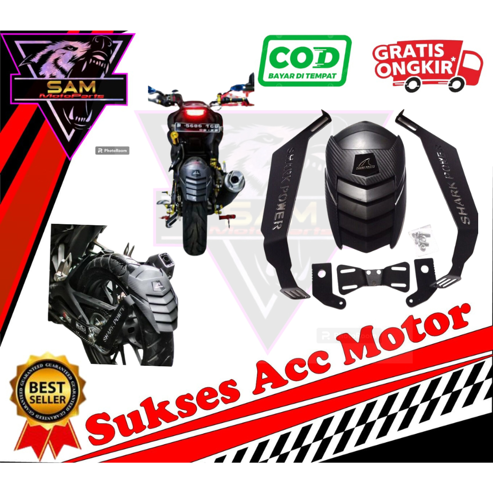 Mudguard / Mud Guard Panjang Penahan Lumpur Shark Power Pelindung Ban Buat universal R15 v2/V3/Xabre