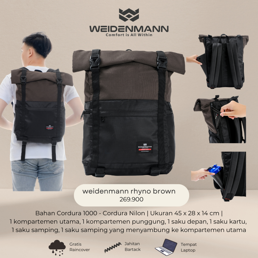 Weidenmann Rhyno BrownTas Ransel Backpack Laptop Pria