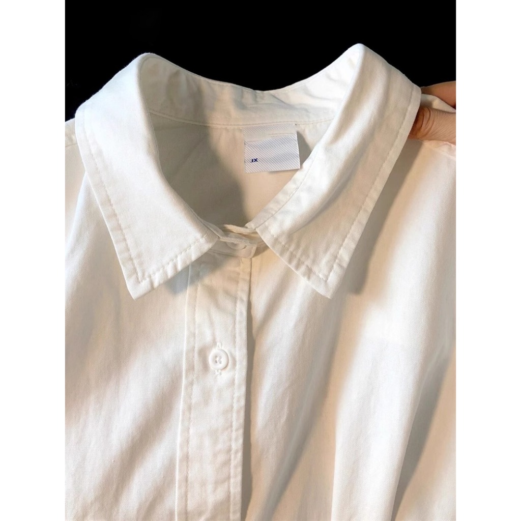 Kemeja Katun Wanita Putih /Kekinian Korea Loose Kemeja Tebal