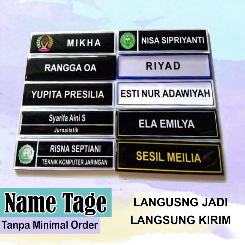 

NAME TAG / NAME TAG MURAH / NAMETAG TERMURAH / PAPAN NAMA / ID CARD / TANDA PENGENAL / CETAK NAME TAG