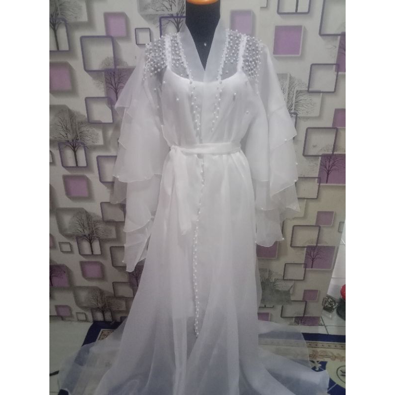 AURORA DREES KIMONO ORGANZA PREMIUM GAUN WANITA