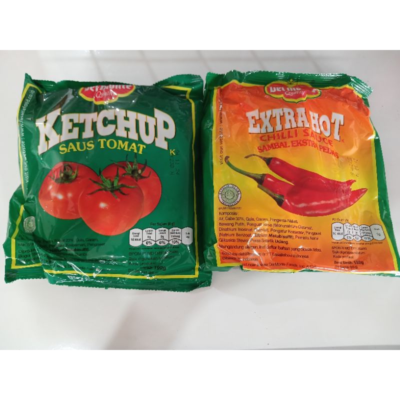 

Delmonte Saus Sachet Extra Hot dan Ketchup