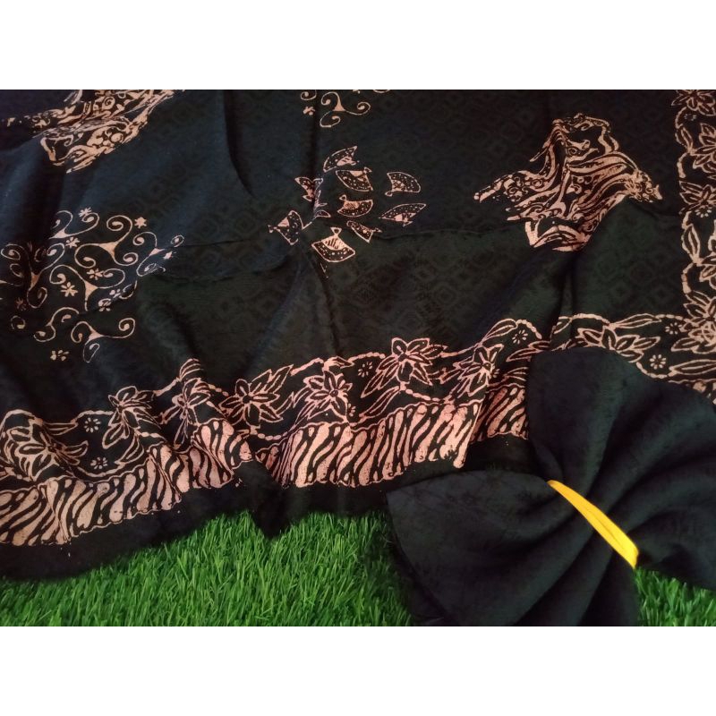 kain batik bacem hitam setelan khas tusmi cirebon bahan viscose viskos fiskos viskos semi sutra set 