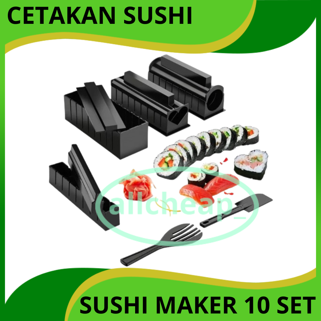 DM - Sushi Maker Profesional Alat Pembuat Cetakan Sushi Roll 10 Set
