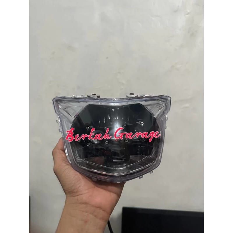 Reflektor lampu depan MX KING V1 mika smoke plus Lampu OLW 3 mata