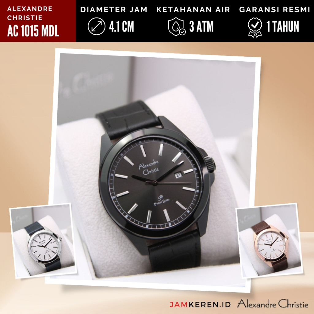 Alexandre Christie - Jam Tangan Pria - Jam Tangan AC 1015 MD Primo Steel Tali Kulit Original