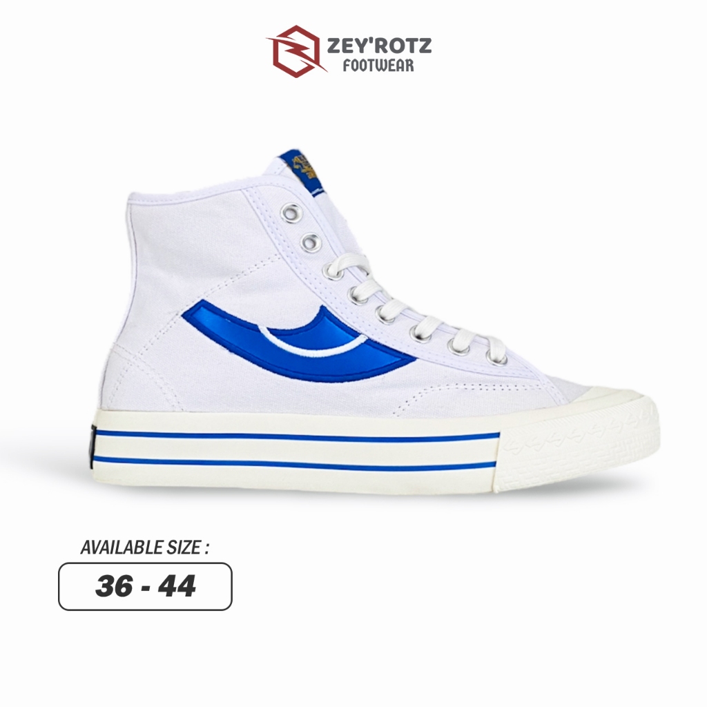 Sepatu Putih Corak Biru Premium Sepatu Pria Keren Casual Putih Blue High Shoes Terbaru