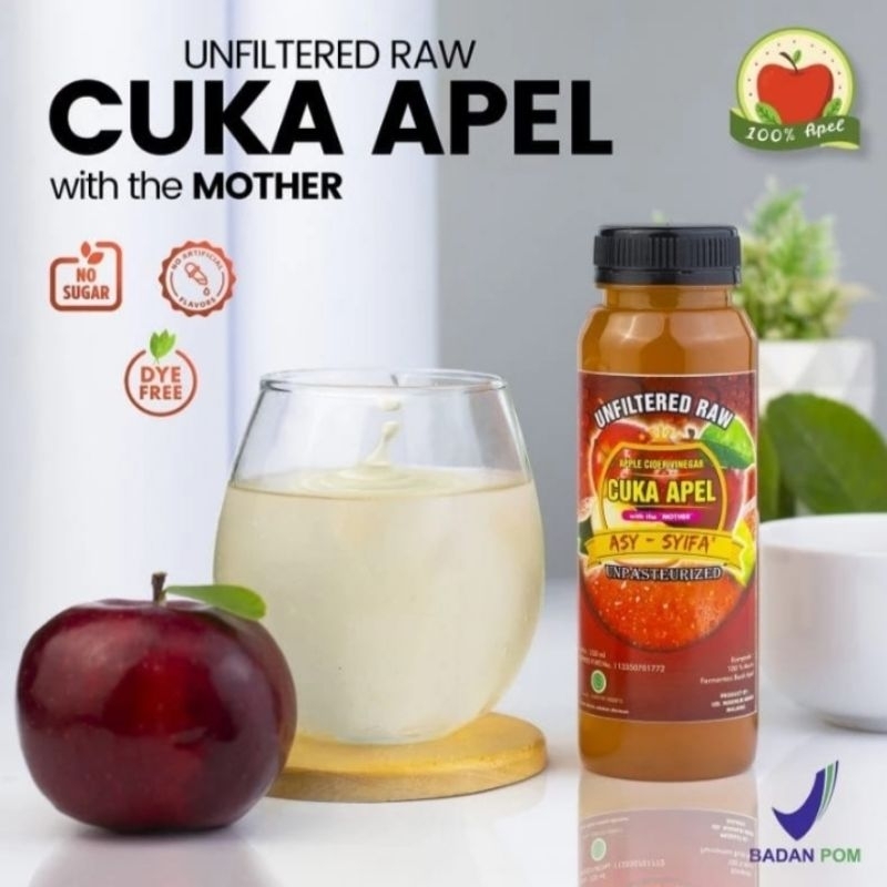 

Cuka Apel with the mother 250 ml pelangsing diet alami sehat herbal sari apel halal aman bumil busui