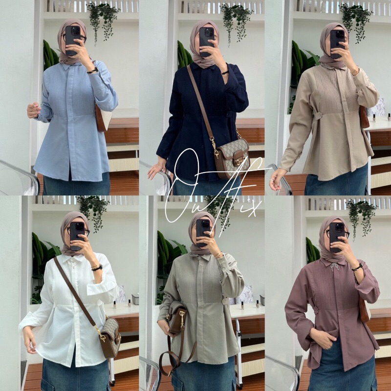 [𝐒𝐈𝐀𝐏 𝐊𝐈𝐑𝐈𝐌] INZY OPNAISEL SHIRT By Outfix New Original // Baju Kemeja Kantor Office Wanita Kancing 