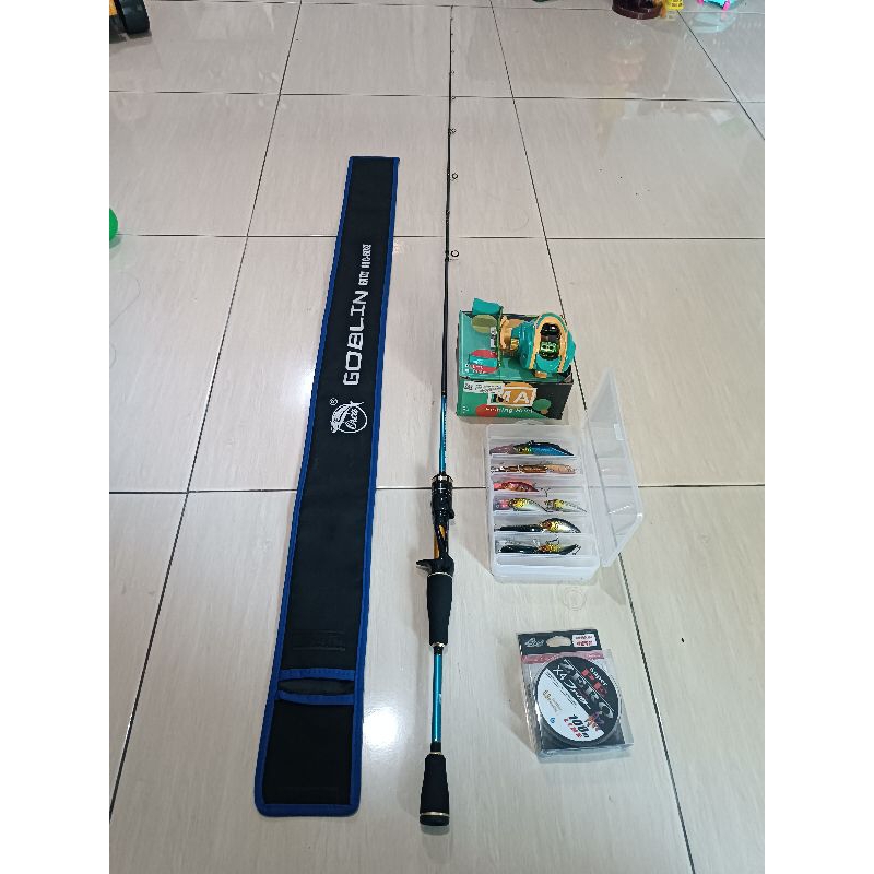 Pancing Set Baitcasting Orca Goblin Extra gratis PE dan Lure