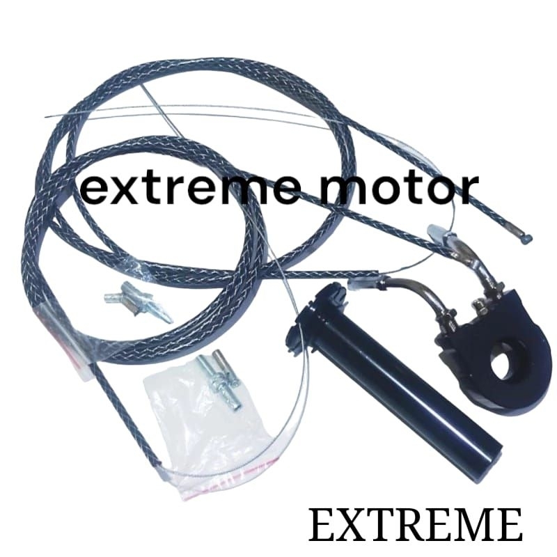 Selongsong gas spontan full cnc plus stelan L gas 2 pcs plus kabel gas serat carbon 190cm 2 pcs univ