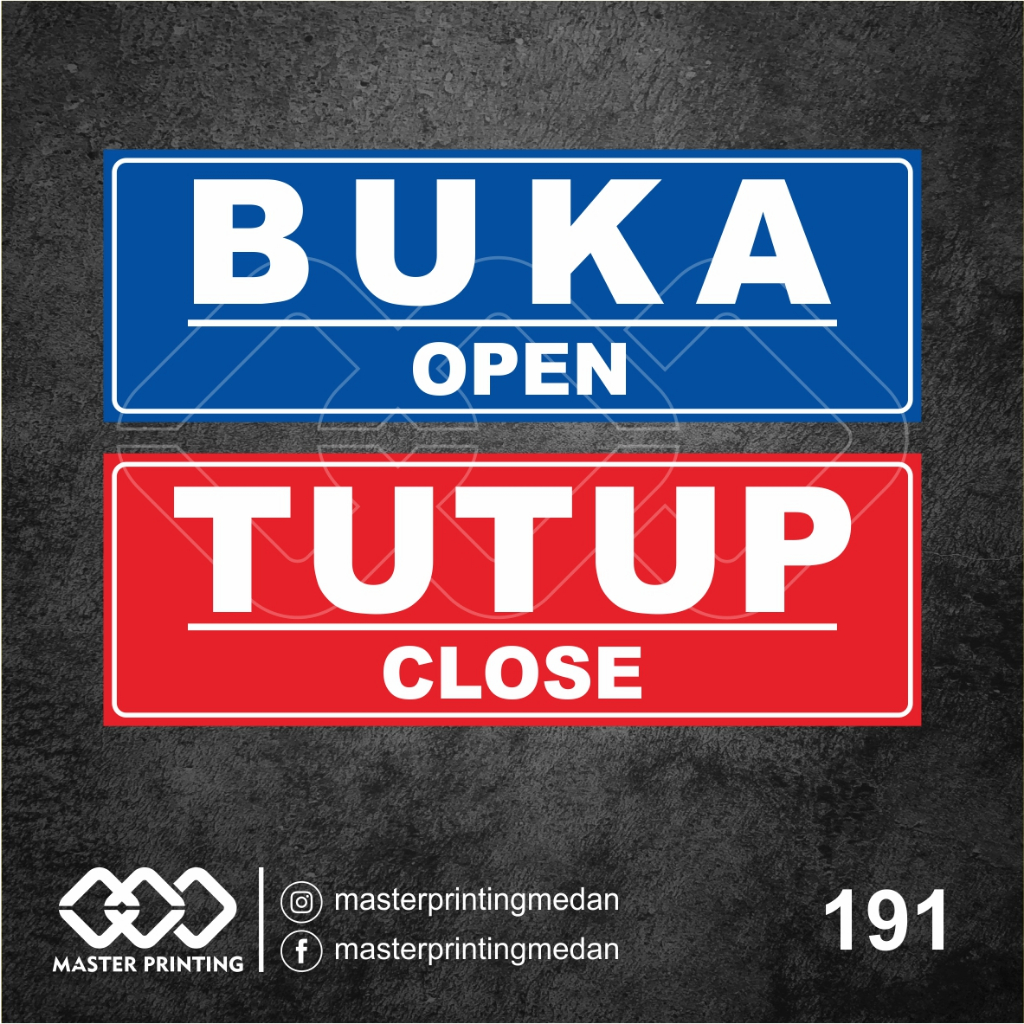 

191 - Stiker Buka dan Tutup, Open and Close, Sticker Vinyl, Tahan Air, Termurah, dan Bisa Custom