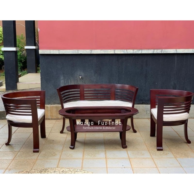 Kursi Tamu Minimalis Kayu Jati - Kursi Tamu Cantik Jati - Kursi Tamu Dudukan Busa Jati