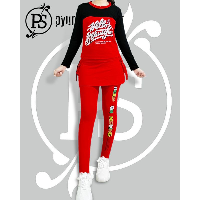 Pyursport - baju senam aerobic zumba/setelan leging rok saku