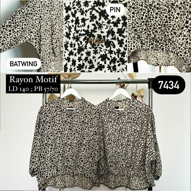 Blouse rayon motif bunga/Blouse musim semi