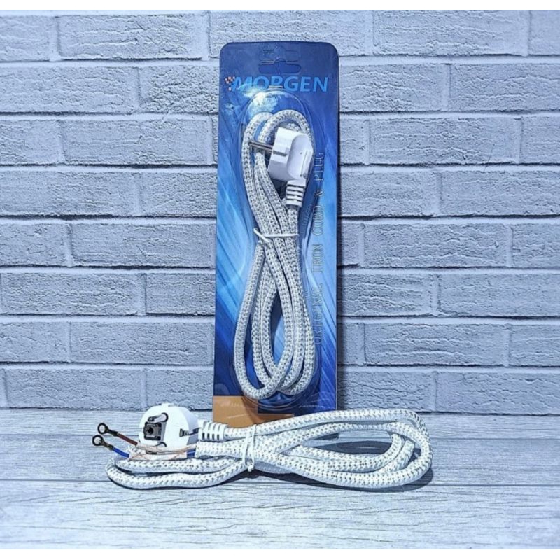 MORGEN KABEL GOSOKAN KABEL SETRIKA 1.8M KEPALA BESAR ISI 2 SNI BAGUS