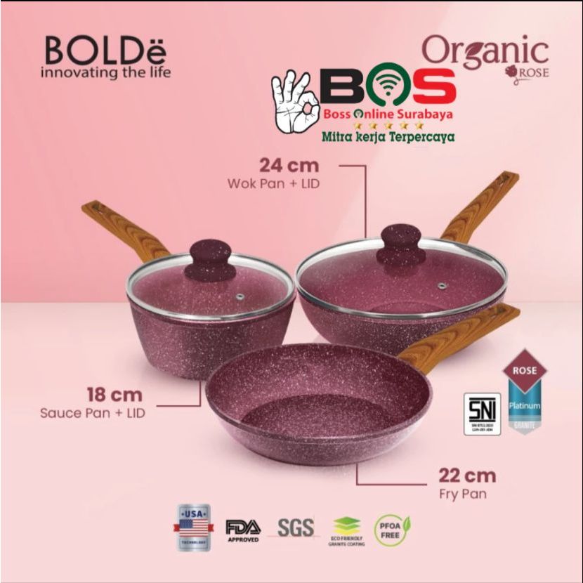 Organic Rose Cookware 5pcs Set