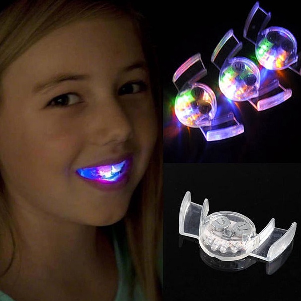 Super Untung CodeWw3W7 Lampu Gigi LED Nyala Popular Mainan Kawat Gigi Halloween Bercahaya Lampu LED 