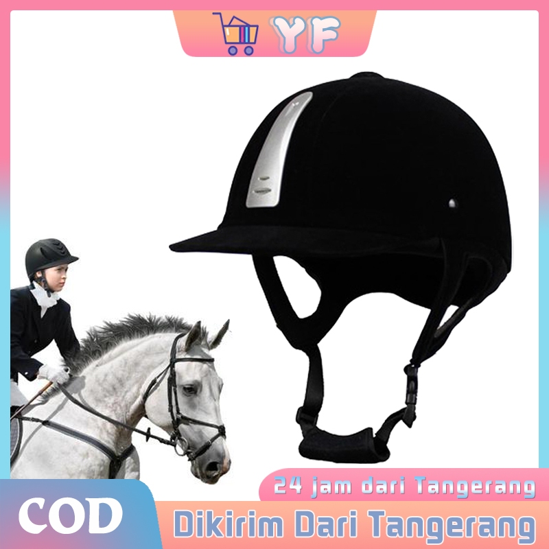 Equestrian Helmet Bahan Velour Horse Riding Helmet Adjustable Helm Berkuda Perlengkapan Melindungi B