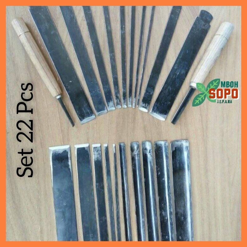 22 Pcs Pahat Ukir Kayu Asli Jepara, Paket 5G