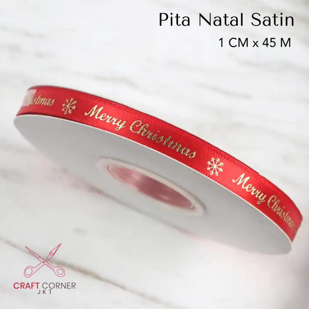 

[ROLL] Pita Satin Natal Merry Christmas Gold 1 CM x 45 M