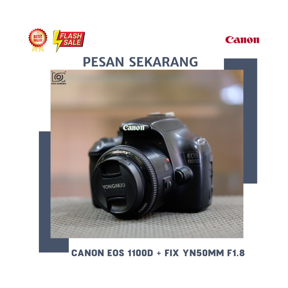 DSLR CANON 1100D + LENSA FIX YONGNUO 50MM FOR CANON