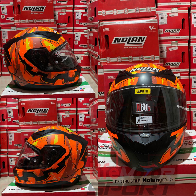 NOLAN HELM / JUAL RUGI HELM NOLAN N605 GEMINI PUMPKIN BLACK ORANGE DOFF 100% ORIGINAL NOLAN