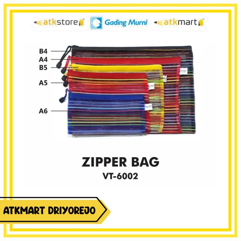 

V-TEC ZIPPER BAG VT-6002 A6 A5 B5 A4 B4 - MAP ZIPPER - MAP RESLETING
