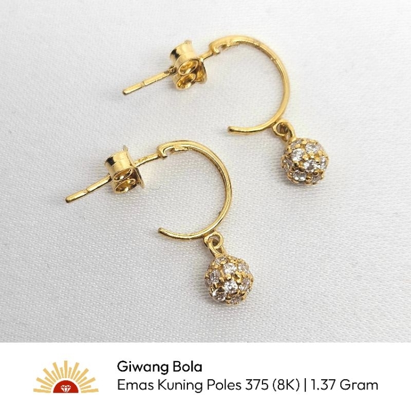 Giwang Bola Emas Kuning Poles 375 (8K)