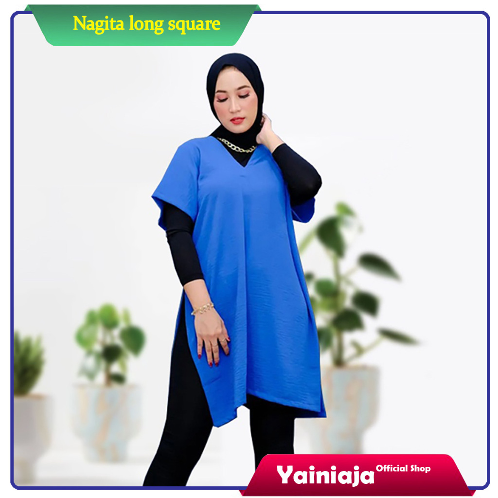 Long Square Nagita Crinkle Aiflow / Baju Atasan Wanita