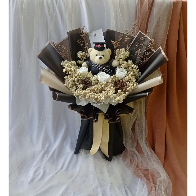 BUKET POLISI/TNI/Pelaut/Buket rustik/profesi/bunga artifisial/buket boneka/boneka wisuda/hadiah/kado