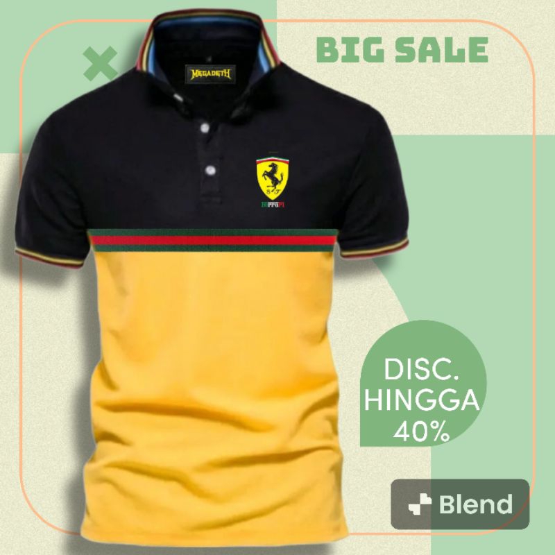 KAOS KERAH WANGKI FERRARI TERBARU/KAOS KERAH KOMBINASI/KAOS KERAH MODEL/KAOS DISTRO/KAOS KATUN PRIA 