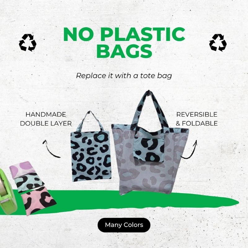 Tas Kain Tote Bag Lipat Kecil Foldable Handmade untuk Pertemuan Lingkungan Rosario Puji Syukur Alkit