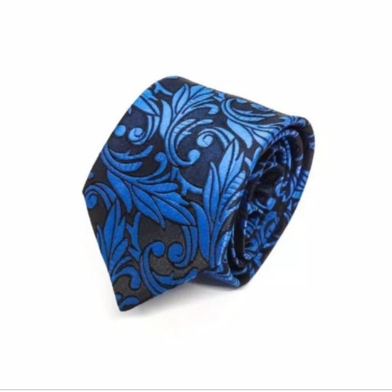 Dasi Motif Batik Warna Biru Elektrik 3inch