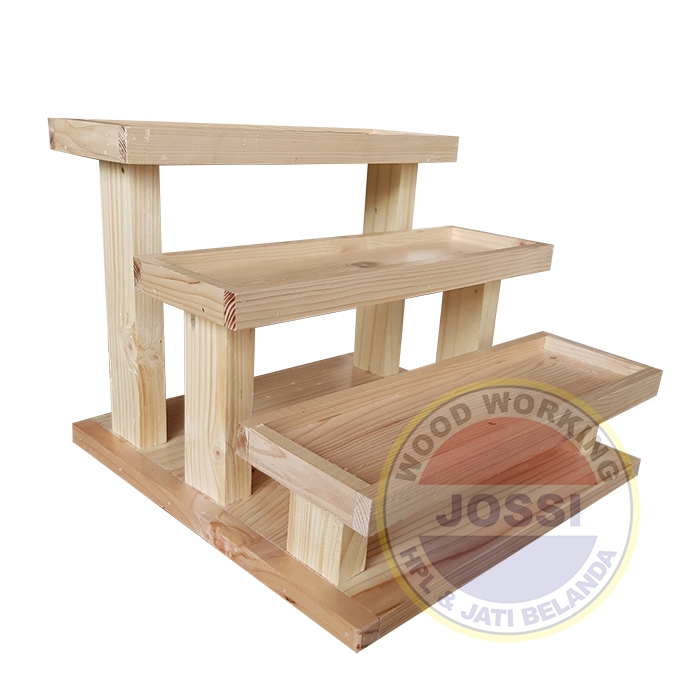 Stand Display Tingkat Kayu Jati Belanda