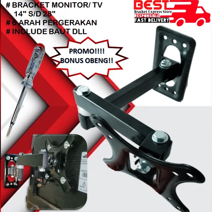 GARANSI COCOK Bracket Monitor PC 14 sd 28 inch 14 17 19 22 24 27 28 inch swiflelengan Fleksible movi