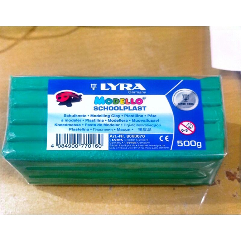 

lyra school plast 500 gram, modelling clay hijau 8060070