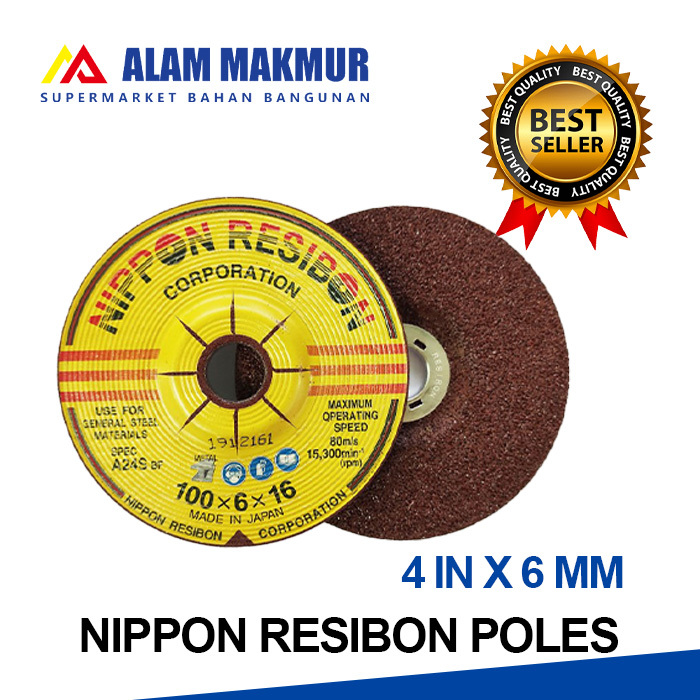 NIPPON RESIBON 4 INCI X 6 MM - NIPON RESIBON BATU GERINDA POLES 4x6