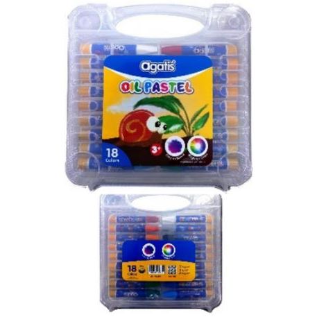 

AGATIS PASTEL KRAYON ECO OIL PASTELS JUMBO HEXAGONAL SHAPE WITH TRIANGULAR TIP 18 COLORS PP PLASTIC BOX dengan HANGER- in SET
