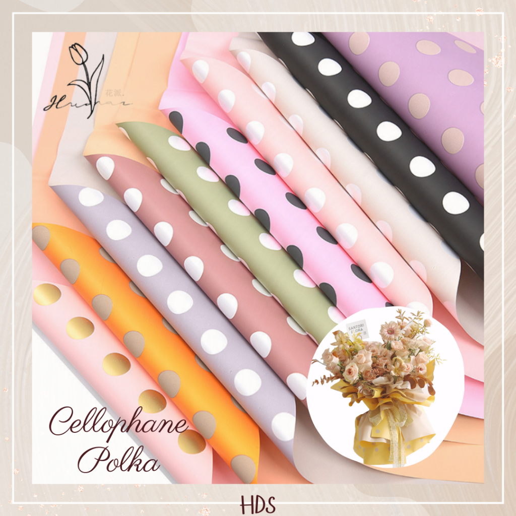 

HDS FLOWER WRAPPING POLKADOT CELLOPHANE KERTAS BUKET PEMBUNGKUS BUNGA WATERPROOF