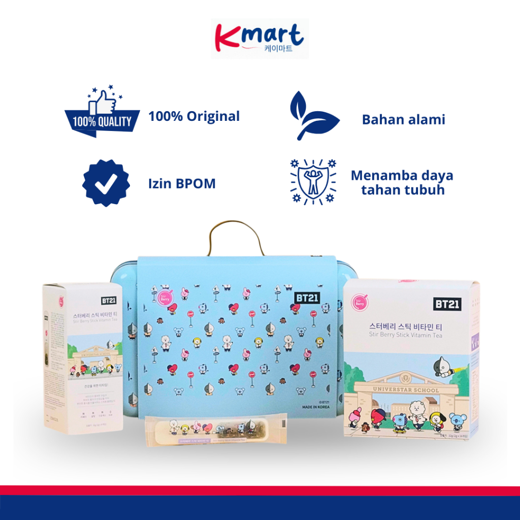 

KoreaMart - BT21 Official Merch Stir Berry Stick Vitamin Tea Kpop Merch Bts Suplemen Vitamin A, B, dan C
