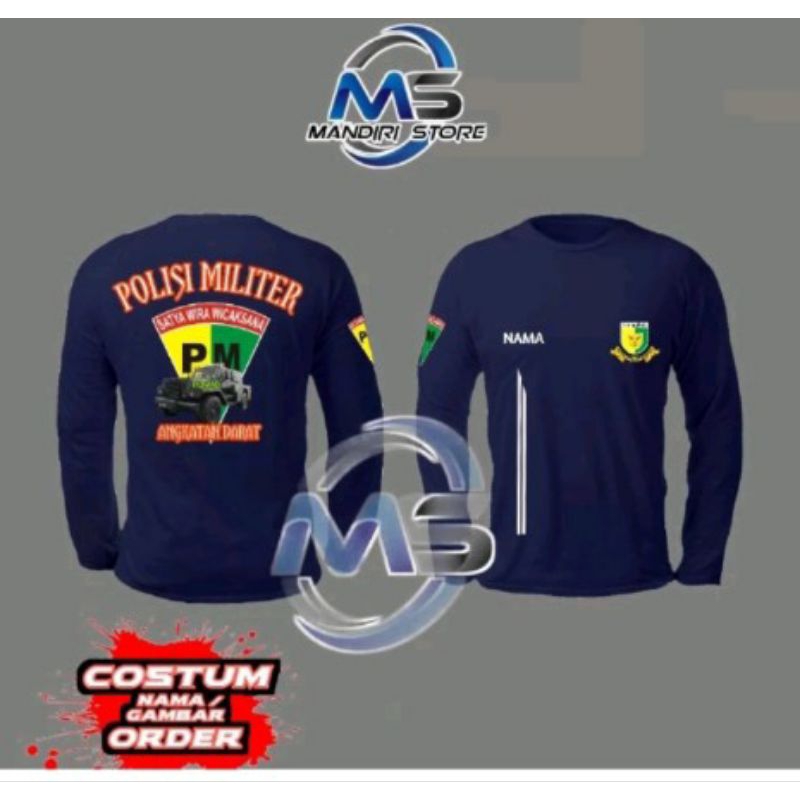 kaos pm lengan panjang/pomad/polisi militer