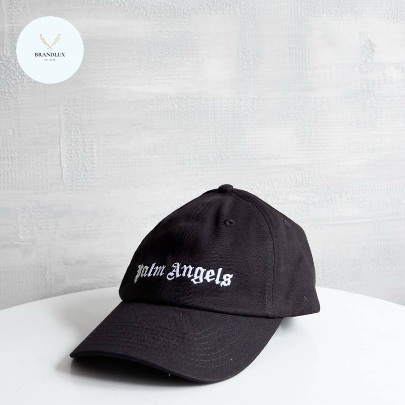 Palm Angels Logo Letter Cap In Black In Pink