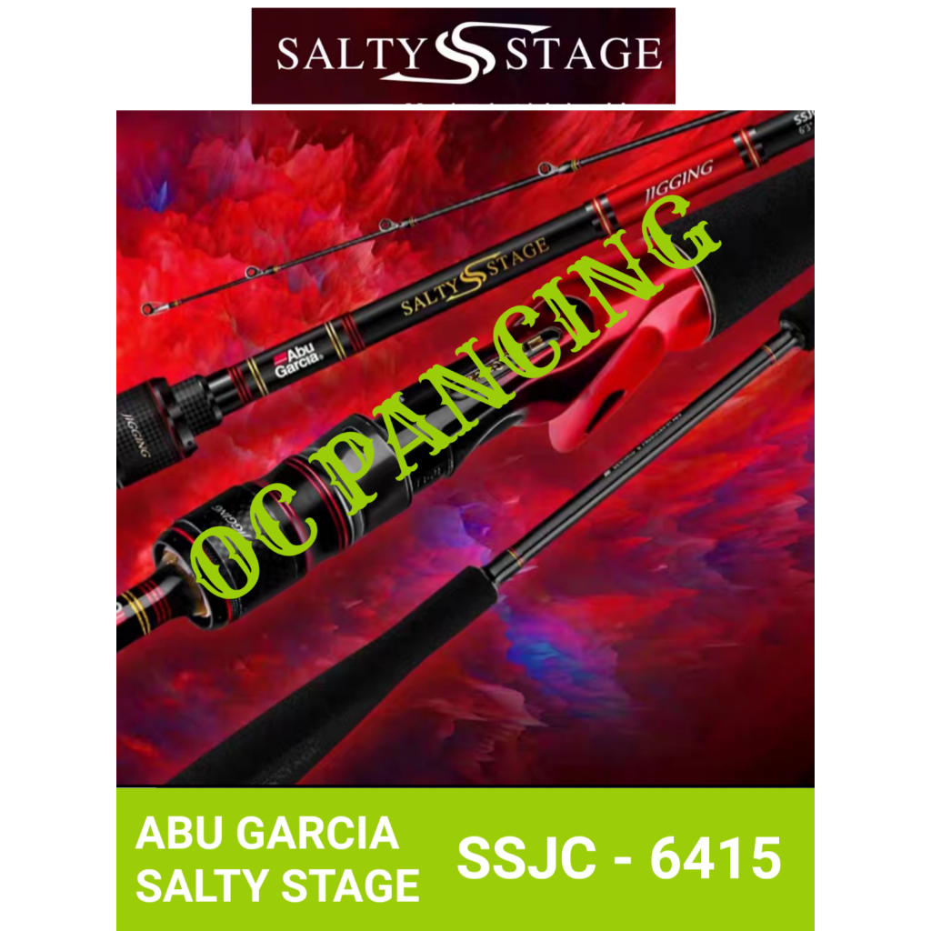 RED ABU GARCIA SSJC 6415 salty stage jigging joran overhead spinning rod jigging BARU