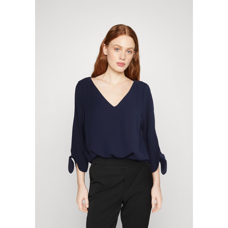Blouse v-neck es*rit navy